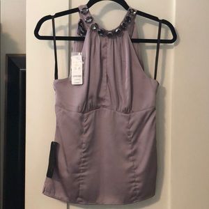Bebe purple embellished halter top, size XS
